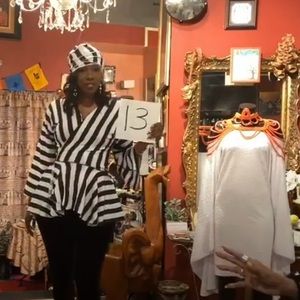 Black and white Striped Jacket and Hat
